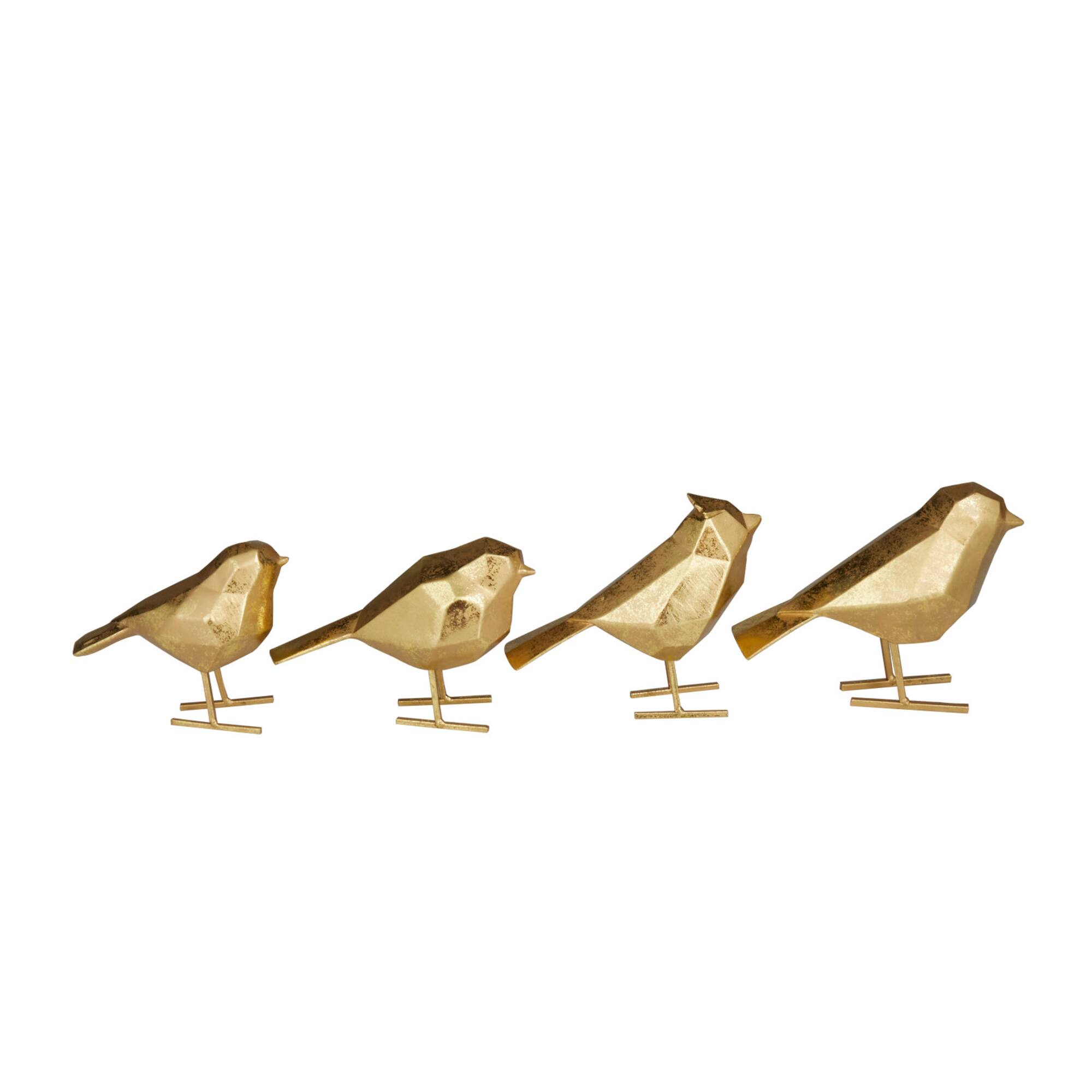Set of 4 Gold Polystone Glam Sculpture, 6" x 3" x 6"